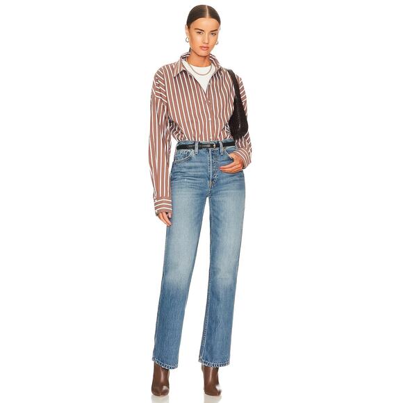 Re/Done 90s High Rise Loose Straight Wide Leg Jeans Mid Wash Denim 27 NWT - Picture 1 of 8